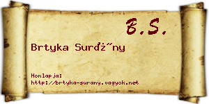 Brtyka Surány névjegykártya